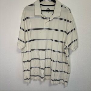 Vintage Faded Glory Men’s Polo Shirt White w/ Black Stripes 3XL
